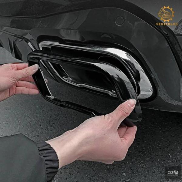 並行輸入品 BMW X5 G05 X6 G06 X7 2019-2023 用リアバンパー トリム ブラック マフラー テールパイプ チップカバー 2個セット パ