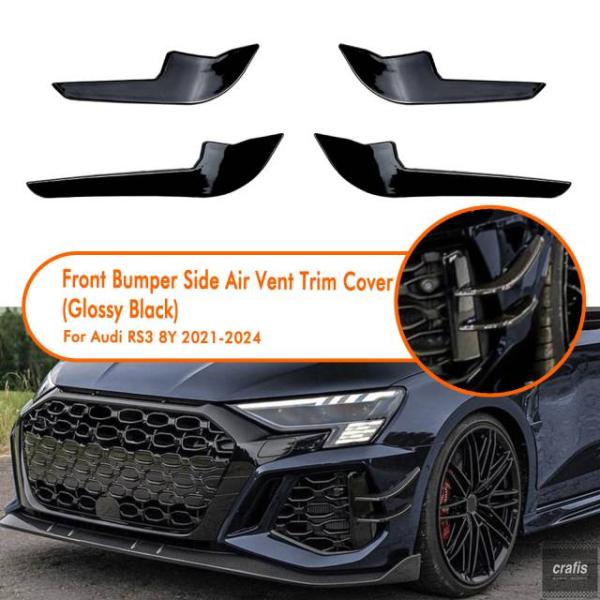 並行輸入品 アウディ RS3 8Y セダン 2021-2024 年式用 フロント サイド バンパー フィンスプリッターエアトリムカナード パーツ 部品