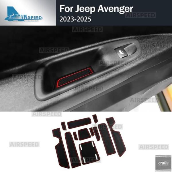 並行輸入品 ジープ アベンジャー オートマチック 2023 - 2025 2026 用シリコン製カー ドア グルーブ マット 滑り止め スロット パッド 防水 アクセ パーツ 部品