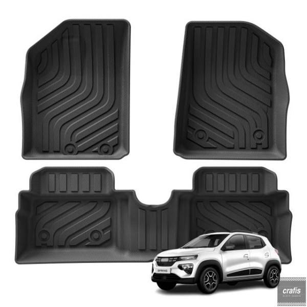 並行輸入品 Renault Dacia Spring EV City K-ZE Kwid E-Tech Electric 用 TPE 3D カーフロアマット トランクパッド 2021-2023Renault パーツ 部品