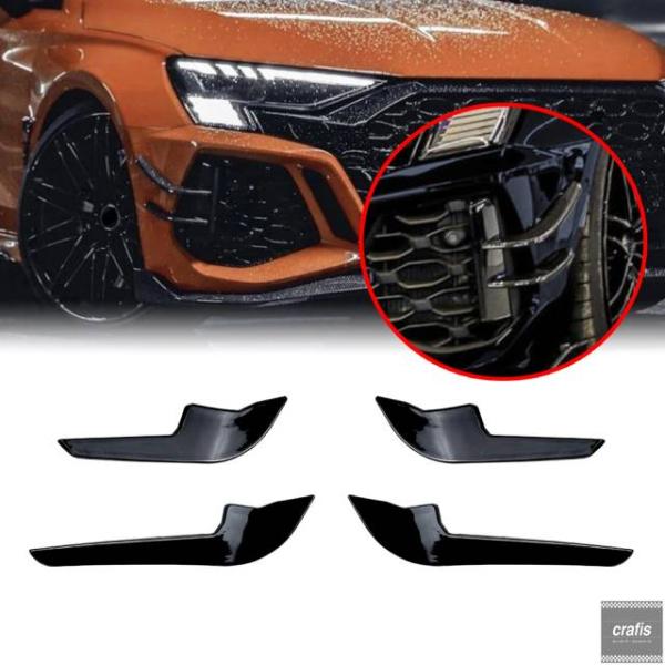 並行輸入品 アウディ RS3 8Y 2021-2024 セダン 4 ドア用 フロント バンパー サイドベント トリムカバー エアインテーク フレーム スポイラー