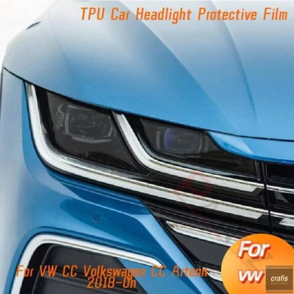 並行輸入品 VW CC フォルクスワーゲン アルテオン 2018 年以降モデル用 ヘッドライト 用ブラック フィルム クリア ステッカー アクセサリー パーツ 