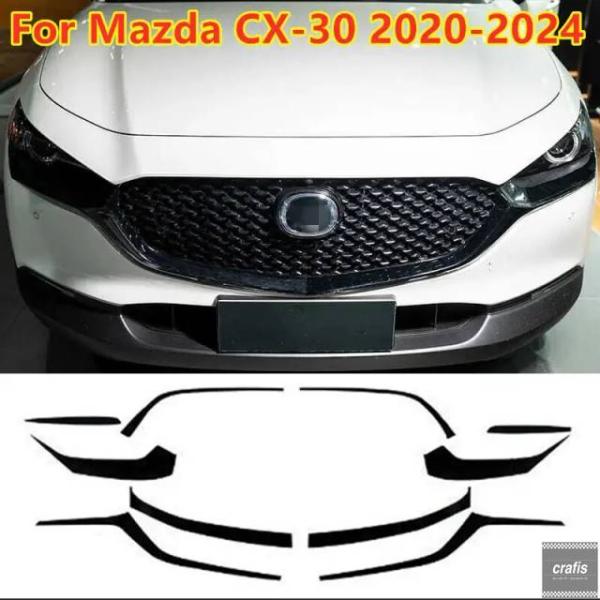 並行輸入品 マツダ CX-30 2020-2024 年モデル) 用 ブラック フロント バンパー グリル ストライプ ステッカー パーツ 部品