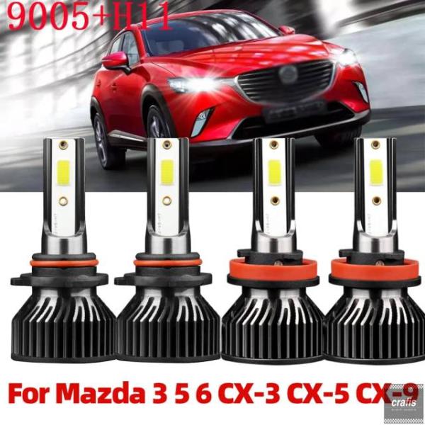 並行輸入品 マツダ 2009-2023 年式マツダ 3 用ハイ ロービーム LED ヘッドライト バルブ ターボ ヘッドランプ キット 12V 4個セット 56
