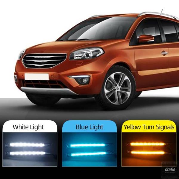 並行輸入品 ルノー コレオス 2011 - 14 用 カー フラッシング DRL デイタイム フォグランプ デイライト カバー 1ペア パーツ 部品
