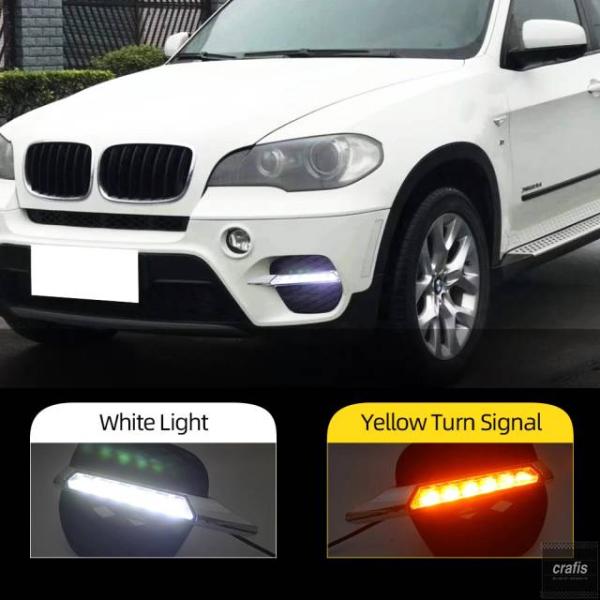 並行輸入品 BMW X5 E70 2011 2012 2013 用デイタイムランニングライト DRL ウインカー LED フォグランプカバー 1ペア パーツ 部