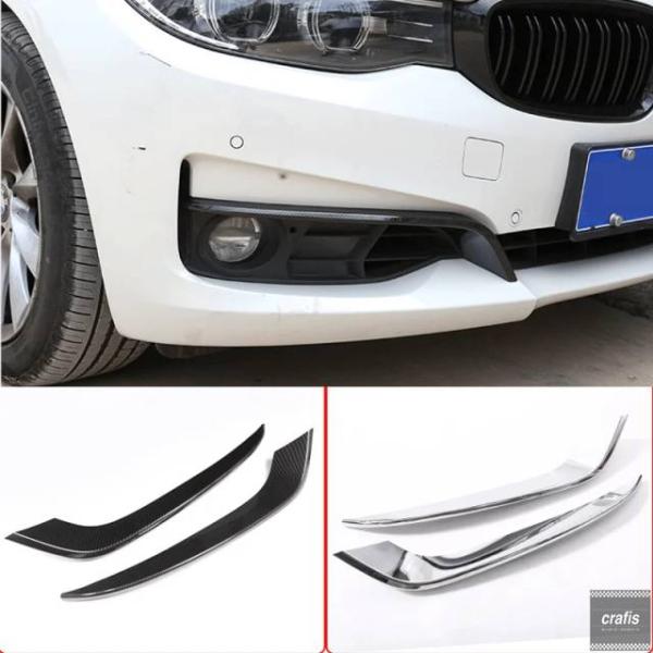 並行輸入品 BMW 2013-2019 3 シリーズ GT グランツーリスモ F34 用 カーボンスタイル フロント フォグランプ ストリップ トリムカバー ア