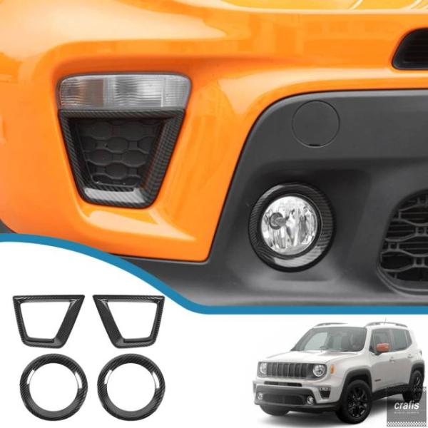 並行輸入品 ジープ レネゲード 2019 - 21 2022 2023 用 フロント フォグランプ ウィンカーランプ 装飾カバー ランプフード アクセサリー パ