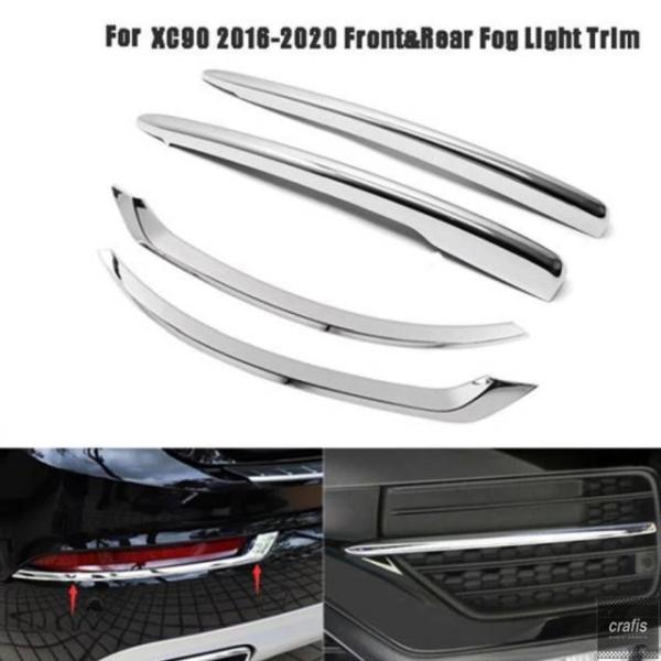 並行輸入品 ボルボ XC90 2016-2020 用 フロント リアバンパー フォグランプ クローム 装飾 ストリップ パーツ 部品