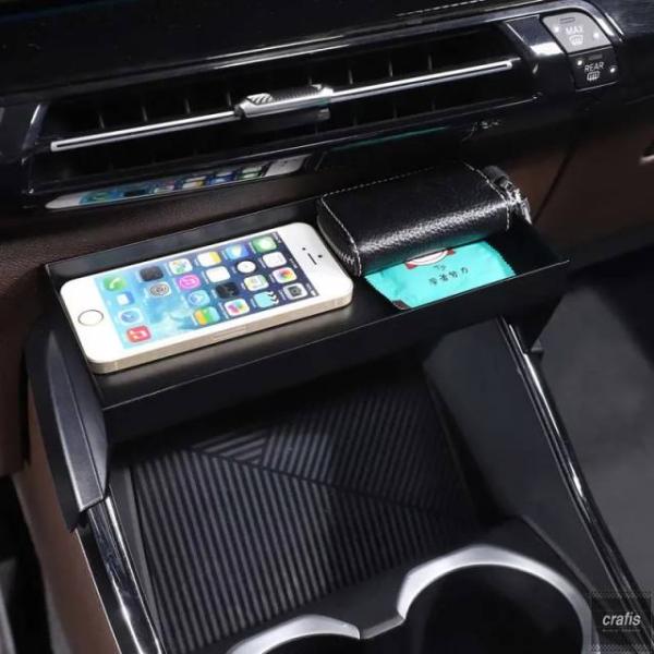 並行輸入品 Bmw X1 IX1 U11 2023-2024 ABS カーセンターコンソールオーガナイザートレイ 収納ラック カーアクセサリー ブラック パーツ 部品