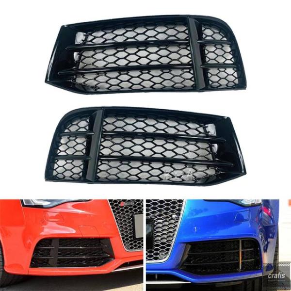 並行輸入品 アウディ RS5 B8.5 2013 - 16 用左右どちらか フロント バンパー 用ハニカム メッシュ フォグ ライトグリルカバー パーツ 部品