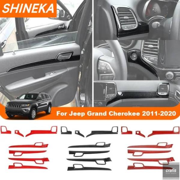 並行輸入品 ジープ グランドチェロキー 2011-2020 用カーセンターコンソールパネル インナードアハンドル 装飾カバートリム インテリア アクセサリ パー