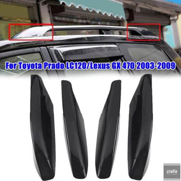 並行輸入品 トヨタ ランドクルーザープラド LC120 レクサス GX 470 2003-2009 用 ブラック ルーフラック レールエンドカバーシェル 4個セ