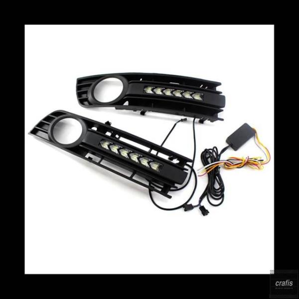 並行輸入品 アウディ A4 B6 2001-2005 用フロント フォグランプ LED デイタイムランニングライト グリル フレーム 車用 8E0807681 