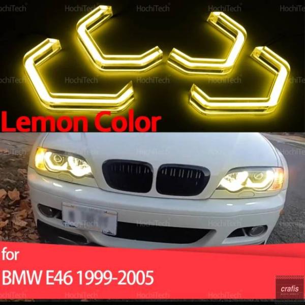 並行輸入品 BMW E46 セダン ツーリング ワゴン 1999-2005 用 クリスタル M4 スタイル レモン リング エンジェルアイ LED ホワイト ヘ
