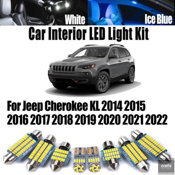 並行輸入品 ジープ チェロキー KL 2022 用 LED 車内マップドームシーリングライト トランク バルブキット アクセサリー 16個 2014-2018-