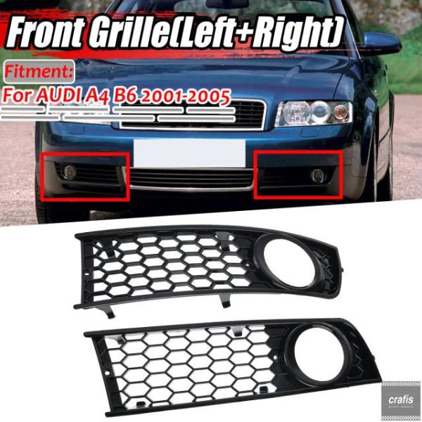 並行輸入品 アウディ A4 B6 用フロント バンパー フォグランプグリルカバー ハニカム フォグライト オープンベントグリル 37377 パーツ 部品