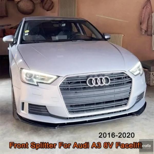 並行輸入品 アウディ A3 8V フェイスリフト 2016 - 2020 ベース セダン スポーツバック S-Line 非対応) フロント バンパーリップ スプ