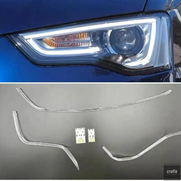 並行輸入品 アウディ A5 2012-2015 2016 用カー LED ヘッドライト DRL アクリルチューブチップ デイタイムランニングライト ボードマイク