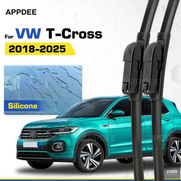 並行輸入品 フォルクスワーゲン VW T-Cross 2018-2025 用シリコンゴム製 LHDRHD フロント ワイパー ブレードセットコーティング ガラス