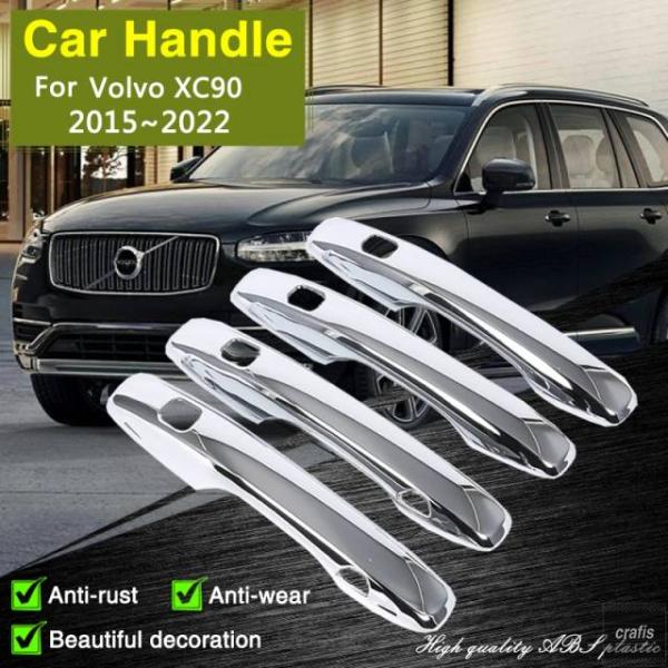 並行輸入品 ボルボ XC90 90 T6 2015〜2022 クローム アウター ドア ハンドル カバー トリム アクセサリー ステッカー 2018 2019 