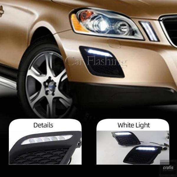 並行輸入品 ボルボ XC60 2011 2012 2013 用 LED デイタイム フロント バンパー フォグランプ フォグライト 調光機能リレー パーツ 部品