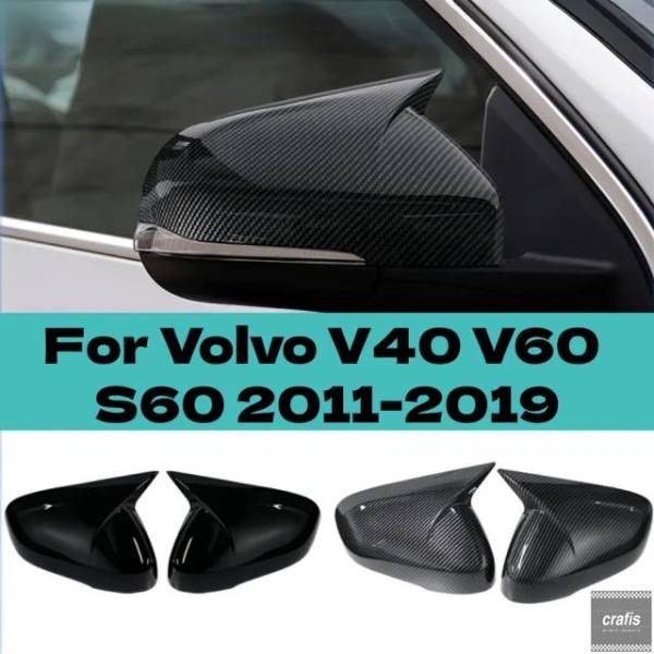 並行輸入品 ボルボ V40 V60 S60 2011-2019 用サイドカバーアドオンウィング キャップ ペア エクステリアミラー トリムアクセサリー パーツ 