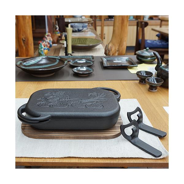 南部鉄器 及精鋳造所 ベイクパン 木台・ハンドル付 25cm ih 対応