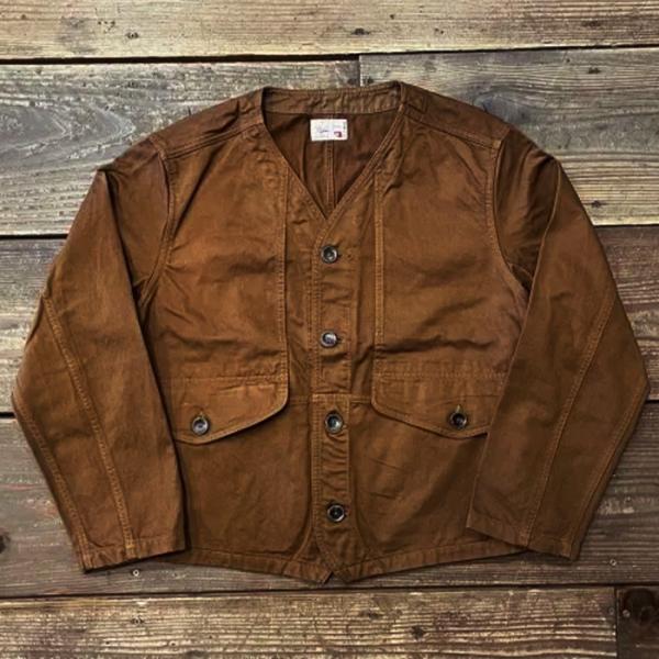 【限定値引】グラッドハンド　ミグラント　ジャケット　ノーカラー S ブラウン craftcafe_gz-htjk-0601-brn