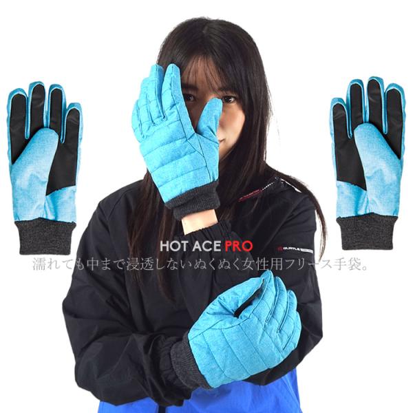 手袋 防寒 撥水加工 厚手タイプ ウィンタースポーツ 冬用 フリースインナー 女性用 HA-316 おたふく手袋 ホットエースプロ