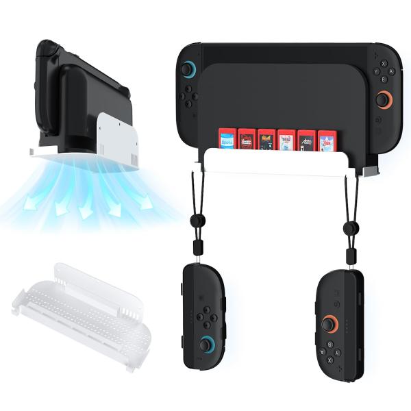 Switch 2 (2025)/ Switch OLED用壁掛けスタンド、Joy-Con 2個用吊り下げフックとゲーム6台収納ホルダー付き壁