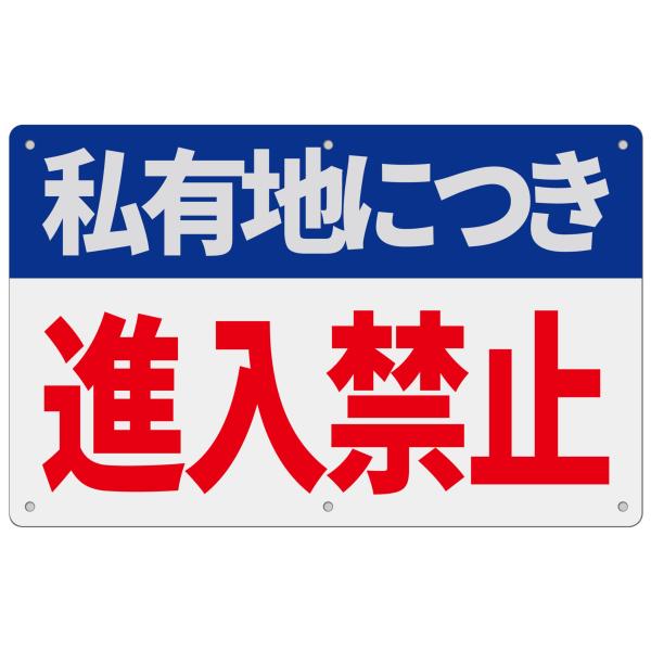 案内表示看板「私有地につき進入禁止」注意看板 315×200ミリ PP樹脂板 簡単にインストールでき パネル看板 プレート看板 高視認性 防