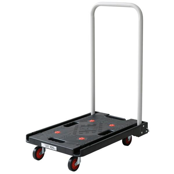 山善(YAMAZEN) 台車 静音キャスター 38×62cm 積載荷重100kg すべり防止ゴム(4カ所) ブレーキ付き 折りたたみ 軽量