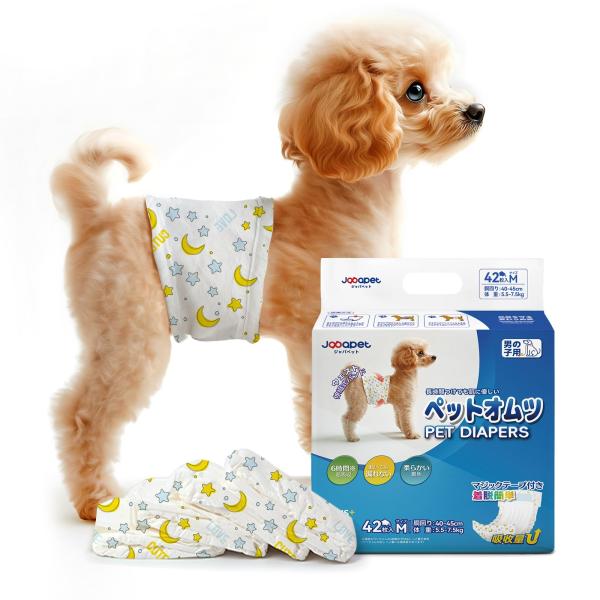 Japapet 犬用オムツ 男の子用 ペットオムツ マナーベルト 長時間安心設計 通気性小型・中型犬用 Mサイズ 42個入り