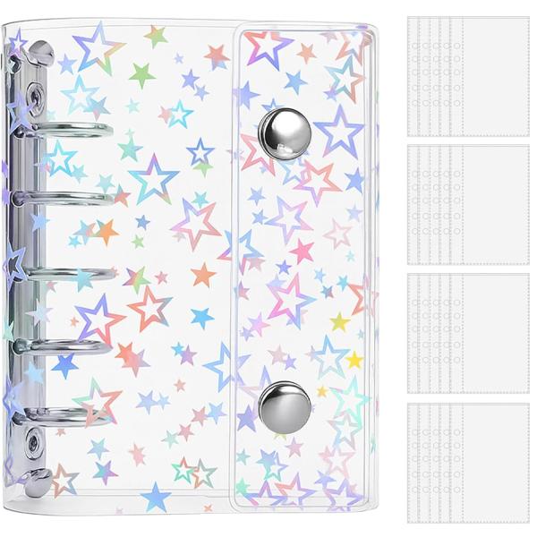 Cymidrekeシール帳 プラバン 透明 M5サイズ ミニ バインダー リフィル×20枚 クリアバインダー PPシート カードポケット ク