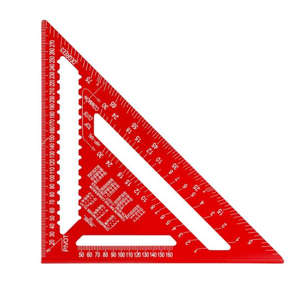 Beslands三角定規 木工用 丸鋸定規 30*30cm 両面目盛り 12インチ アルミ合金 ブラック 分度器 45度ケガキ工具 大工道具