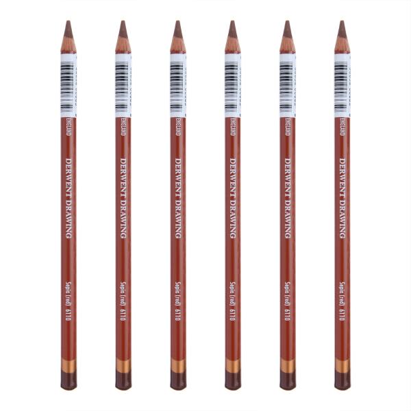 Derwent ダーウェント 色鉛筆 ドローイングペンシル セピアレッド 6110 ケース6本 0700685