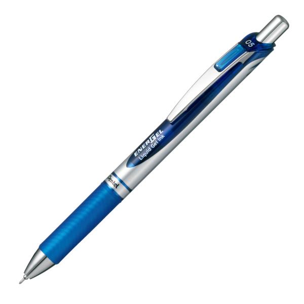 ぺんてる ボールペン ゲルインキ エナージェル ノック式 0.5mm シルバー軸 BLN75Z-C 青