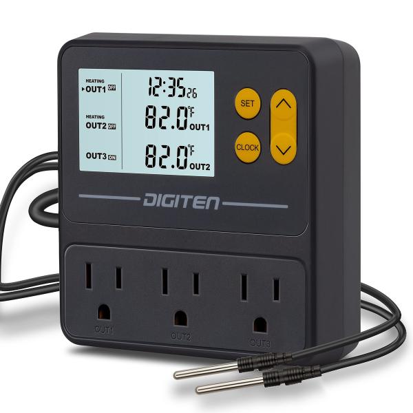 DIGITEN タイマーサーモスタット 昼と夜の温度コントローラー 爬虫類サーモスタット 醸造温度コントローラー 鳥サーモスタット 加熱冷却