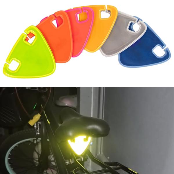 自転車 反射板 リフレクター 6色セット 自転車サドルレール反射サイン 視認性向上 夜間安全確保 簡単取付 薄型軽量 防水 耐傷 高輝度 は