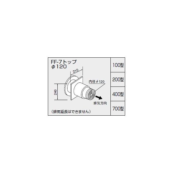 ノーリツ 給排気トップ FF-7トップAφ120 700型 二重管 壁厚370 ノーリツ 給排気トップ FF-7トップAφ120 700型 二重管 壁厚370