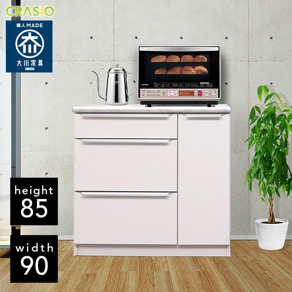 キッチンカウンター 幅90cm 大理石風 キッチン収納 食器収納 レンジ台 Pp A Crasio 通販 Yahoo ショッピング