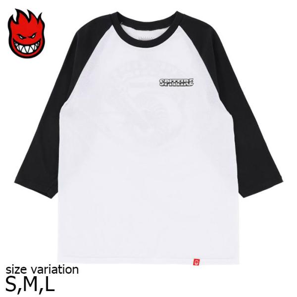 SPITFIRE 3/4 RAGLAN BURNOUT WT/BK/MT スピットファイア ロゴ Tシャツ 七分丈 スケートボード スケボー