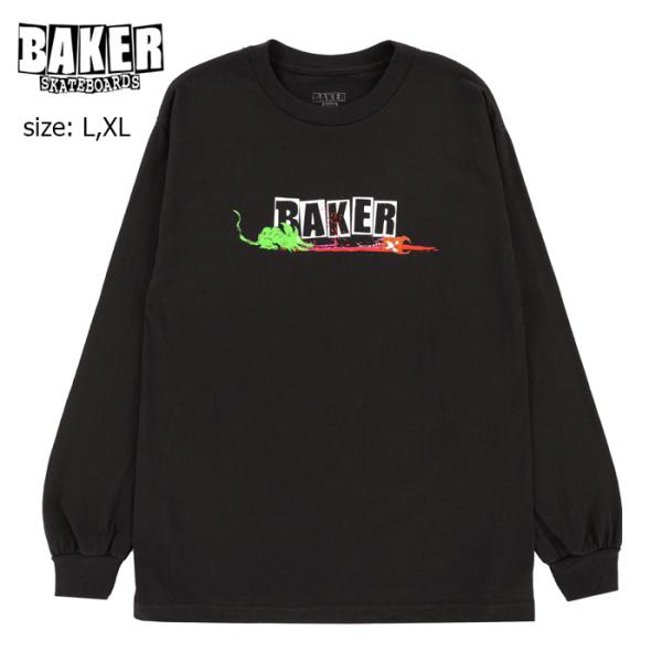 BAKER ベイカー ベーカー ロングスリーブ ロンT 長袖 スケボー L/S T-SHIRT TOXIC RATS BLACK スケートボード ストリート