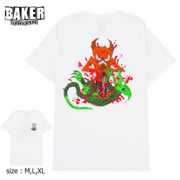 BAKER ベイカー ベーカー Tシャツ TEE 半袖 スケボー T-SHIRT EXCALIBUR WHITE スケートボード ストリート