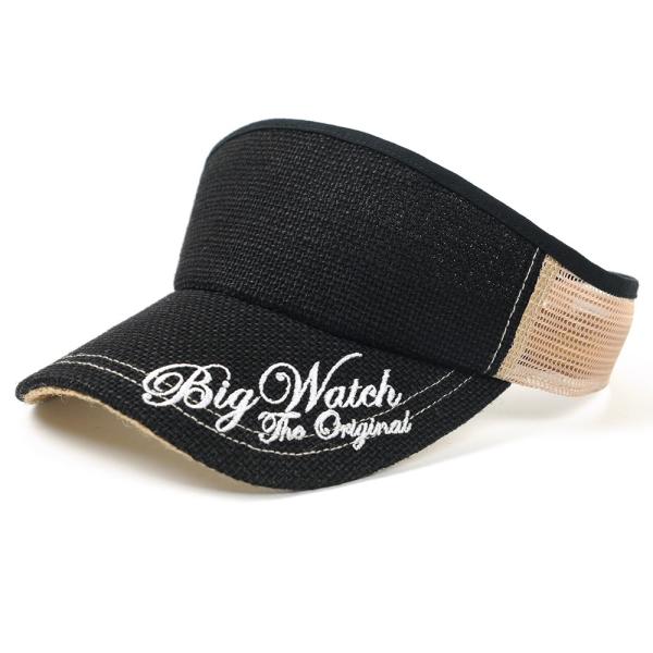 【公式】BIGWATCH 大きいサイズ 帽子  メンズ サンバイザー ヘンプサンバイザー刺繍  ブラック ベージュ     ビッグワッチ正規品 UVケア