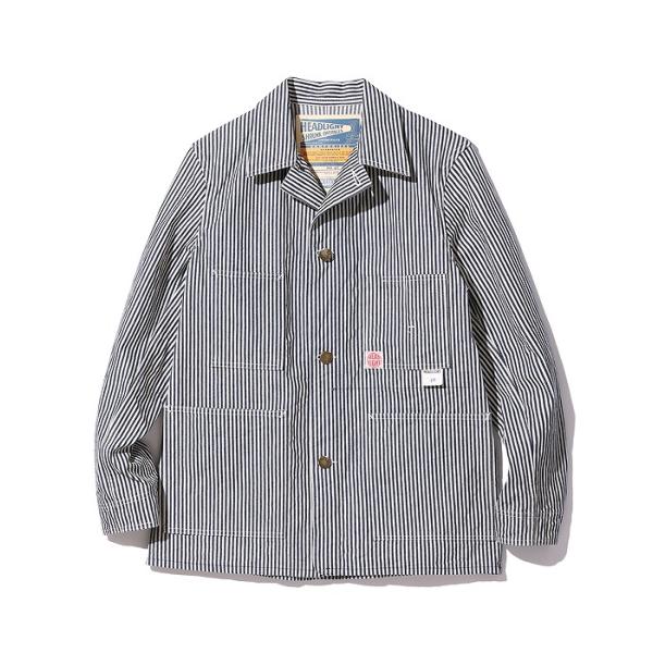 ヘッドライト HEADLIGHT カバーオール HD15235 ヒッコリーストライプ ワークコート 大戦モデル 11oz. EXPRESS STRIPE WWII WORK COAT (ネイビー/ONE-WASH)