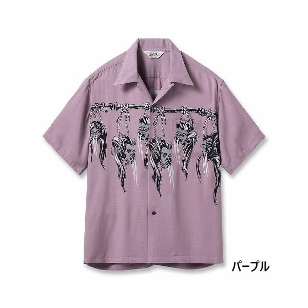 STAR OF HOLLYWOOD スターオブハリウッド オープンシャツ SH39705 SHRUNKEN HEAD シュランケンヘッド 半袖 干し首柄 オープンカラーシャツ HOPSACK RAYON