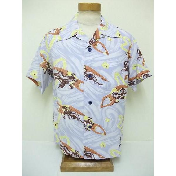 SUN SURF サンサーフ アロハシャツ SS34857 LEIS ＆ MAIDS (L.BLUE