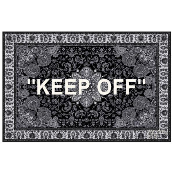 モノクロペイズリー KEEP OFF ラグ　100✖️150 Paisley KEEP OFF Logo Rug ペイズリー柄 バンダナ柄 キープオフ ラグ